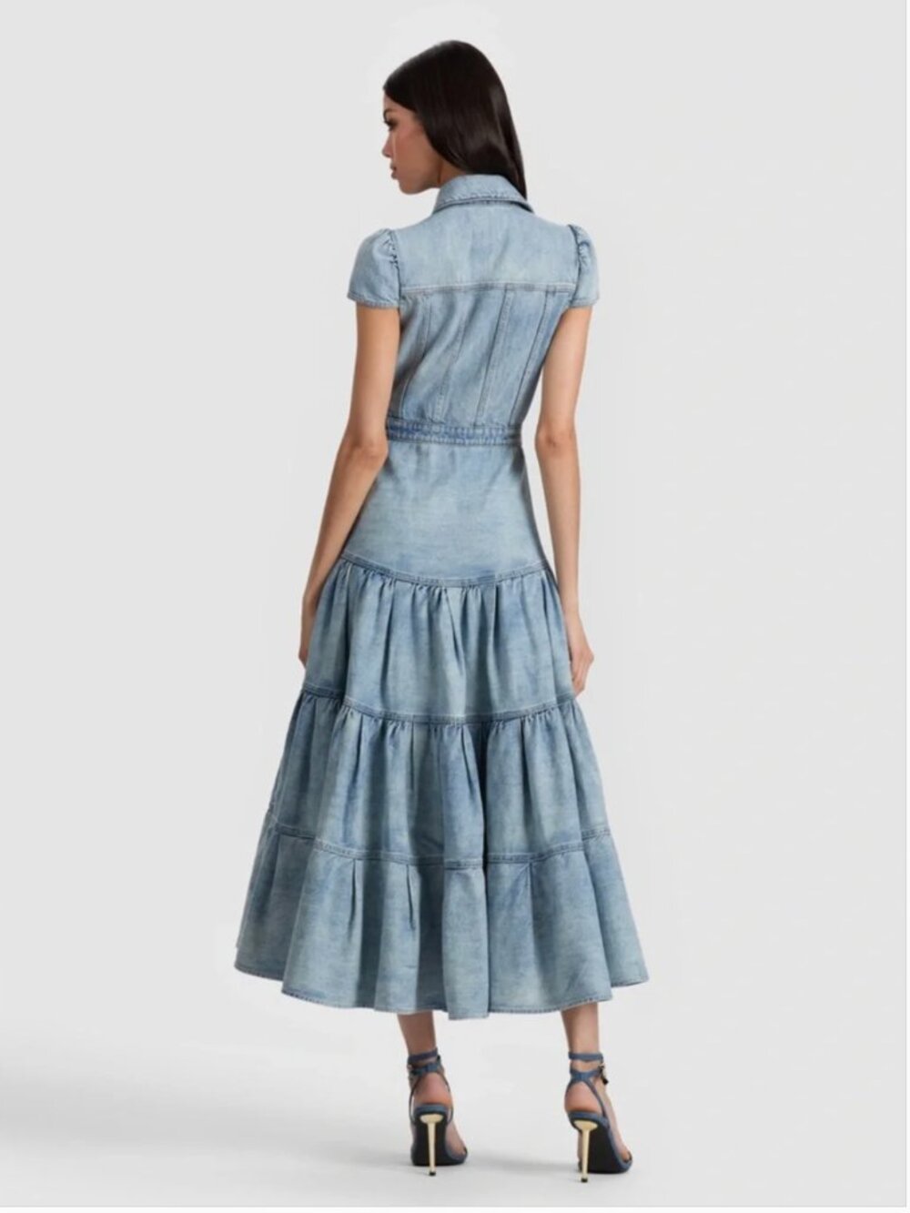 Patsy Tiered Denim Shirtdress - Picture 2 of 11